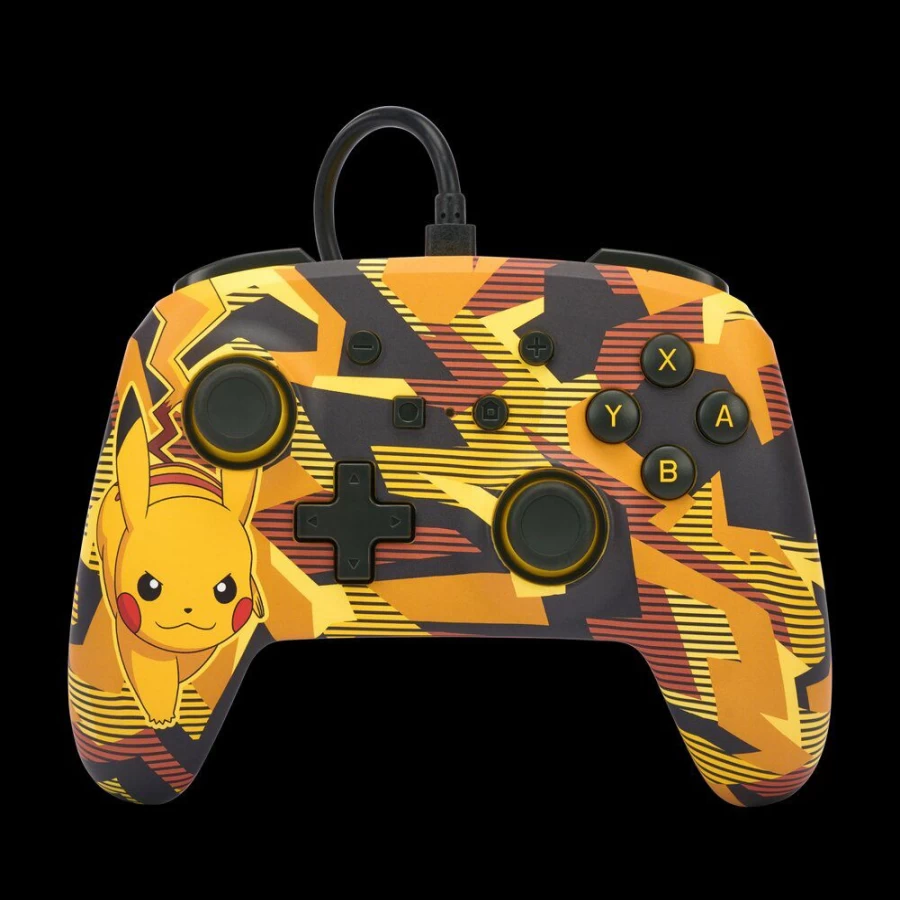 PowerA Enhanced Wired Controller for Nintendo Switch - Camo Storm Pikachu Design - Officially Licensed